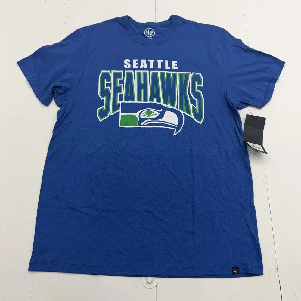 Seattle Seahawks Shirt Mens Large Blue NFL Football Historic Graphic 47 Brand